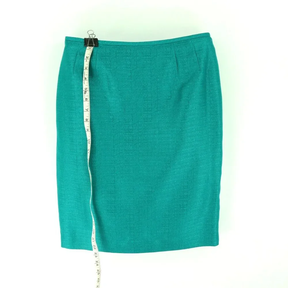 Le Suit Pencil Skirt Womens Size 10P Green Shimmery Sparkles Lined Zip‎ Closure